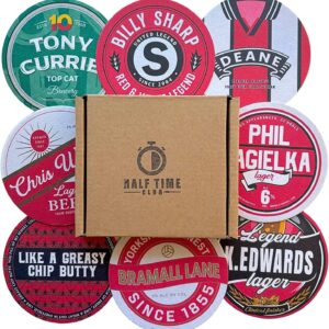 Sheffield United Beer Mats – Set of 8 Football Coasters for Men or Women – Unique Sheffield United Gifts – SUFC Memorabilia – Gift Boxed Drink Coasters for Beer or Coffee – Football Fan Gift Idea