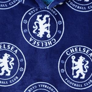 A close up image of the fleece hoodie Chelsea FC branding print