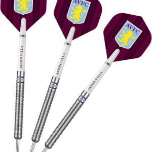 FOCO Officially Licensed Aston Villa Football Club Villans FC Steel Tip 90% Tungsten Darts Set, Blue & Claret 24g (D1422)