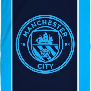 Character World Official Manchester City FC Towel | Super Soft Feel, Badge Football Club Design | Perfect The Home, Bath, Beach & Swimming Pool | One Size 75cm x 150cm | 100% Cotton
