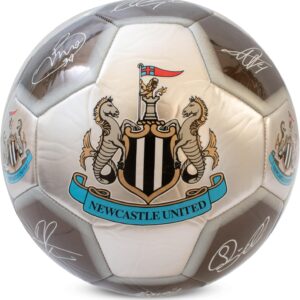 Hy-Pro Officially Licensed Newcastle United F.C. Signature Football - Metallic, Size 5, NUFC, Training, Match, Merchandise, Collectible For Kids and adults