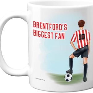 Football Mug Gift for Brentford Fans - Footy Biggest Fan - Happy Birthday Mugs Present Gifts for Son Dad Brother Uncle Colleague Friend Cousin, 11oz Ceramic Dishwasher Safe Coffee Tea Cup