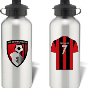 AFC Bournemouth Personalised Football Shirt Design Aluminium Water Bottle fans - 600ml - Silver Bottle