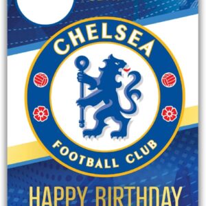 Chelsea Football Club Birthday Card. Comes with Stickers to Personalise your Age and Name, Blue