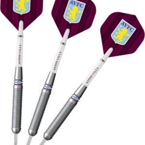 FOCO Officially Licensed Aston Villa Football Club Villans FC Steel Tip Brass Barrel Darts Set, Blue & Claret 22g (D1423)