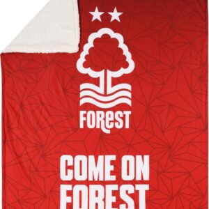 FOCO Officially Licensed Nottingham Forest FC Football Slogan Sherpa Plush Throw Blanket