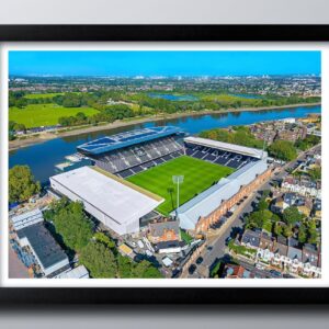 Fulham FC Gifts, Craven Cottage Stadium Framed Print, Poster, Wall Art, Football Club Memorabilia. (Black Frame, 43cm x 33cm)