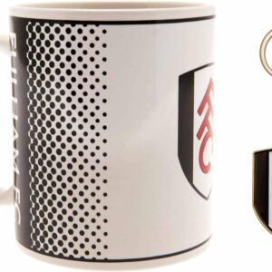GIFTS 4 ALL Official Fulham Football Crest Ceramic Mug & Keyring Gift Set, Fulham Football Fans Coffee Mug, Fulham Football Crest Keyring, Fulham Football Mug Gift Set