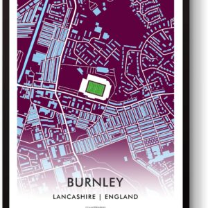 GroundDesigns BURNLEY Football Gift TURF MOOR Stadium Art Unframed A3 Print Map