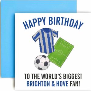 Huxters Football Cards for Brighton & Hove Albion Fans – Happy Birthday Card for Dad, Husband, Grandad, Brother, Son – Men Birthday Card for him - Football Illustrations 14.8cm (Brighton & Hove)