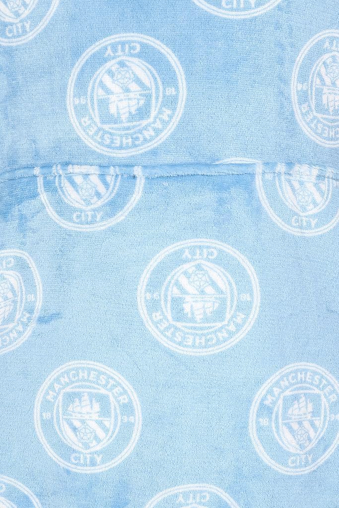 MANCHESTER CITY Football Club Mens Fully Lined Luxury Fleece Hoodie, Oversized Fleece Blanket Hoody Blue - Image 2