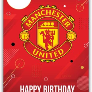 Manchester United Football Club Birthday Card. Comes with Stickers to Personalise your Age and Name, Red