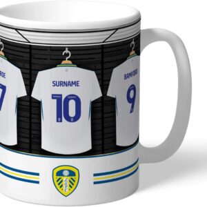 Personalised Dressing Room Shirts Photo Mug for Leeds United Supporters, Officially Licensed, with Club Colours, Ideal for Whites Fans, 11oz Ceramic Mug