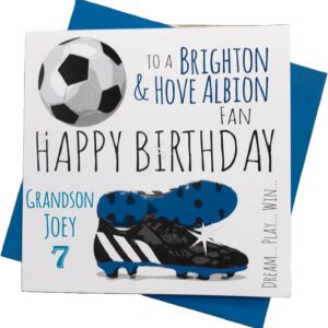 WHITE COTTON CARDS PERSONALISED Brighton and Hove Albion FC Football Club Fan Birthday Card (46-PER)