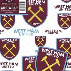 West Ham United Wrapping Paper 2 Sheets 2 Tags, West Ham United Football Gift Wrap
