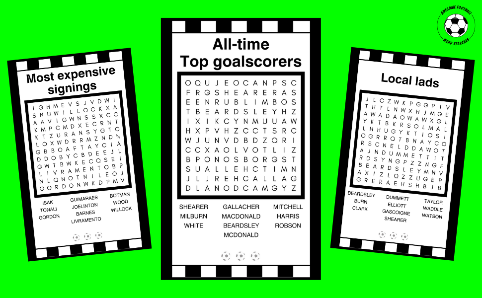 Word searches for Toon's Most expensive signings, All-time top goalscorers and local lads