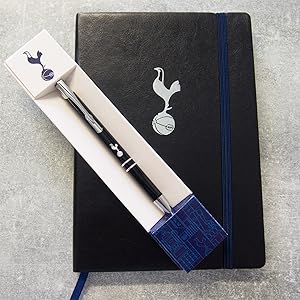 Black Leather look a5 notebook with Spurs crest and Spurs pen in gift box