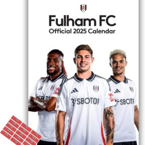 Fulham Calendar 2025 A3 Wall Hanging Calendar Football Gift Present with FREE Organising Stickers Included