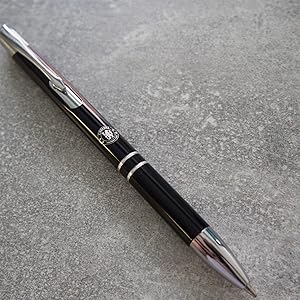 Black pen with silver detailing and silver chelsea crest