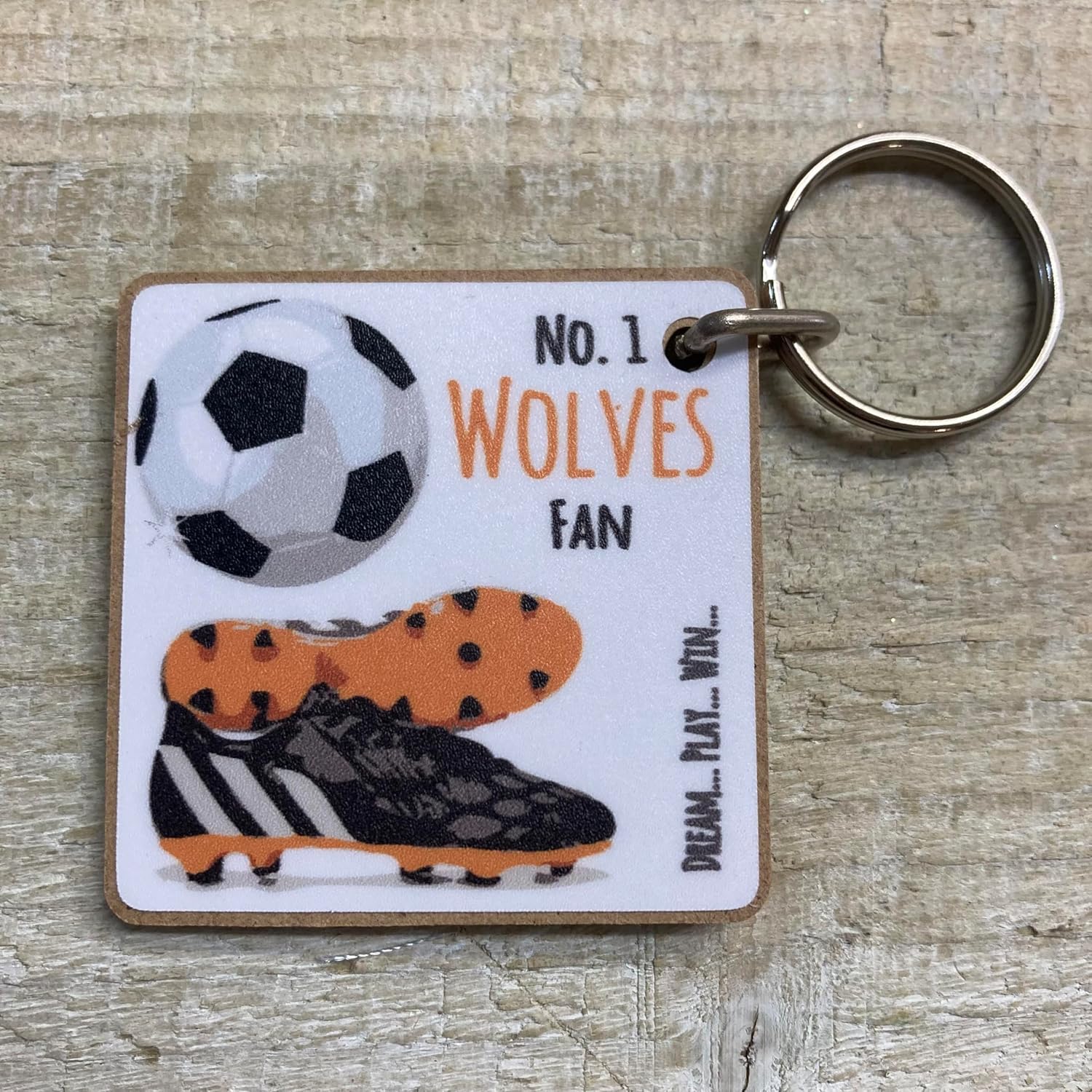 WHITE COTTON CARDS Wolverhampton Wanderers Wolves FC Football Club Fan - KEYRING (K-FN66) - Image 3