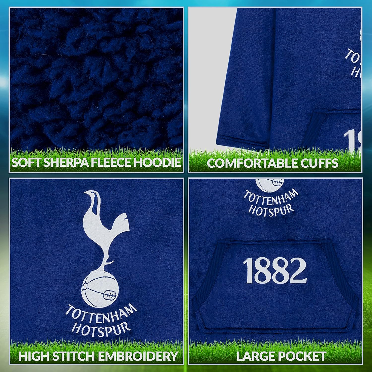 Tottenham Hotspur Hoodie, Oversized Hoodie Blanket, Football Gifts for Boys Blue - Image 4