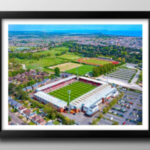 Bournemouth FC Gifts, Vitality Stadium Framed Print, Poster, Wall Art, Football Club Memorabilia. (Black Frame, 53cm x 43cm)