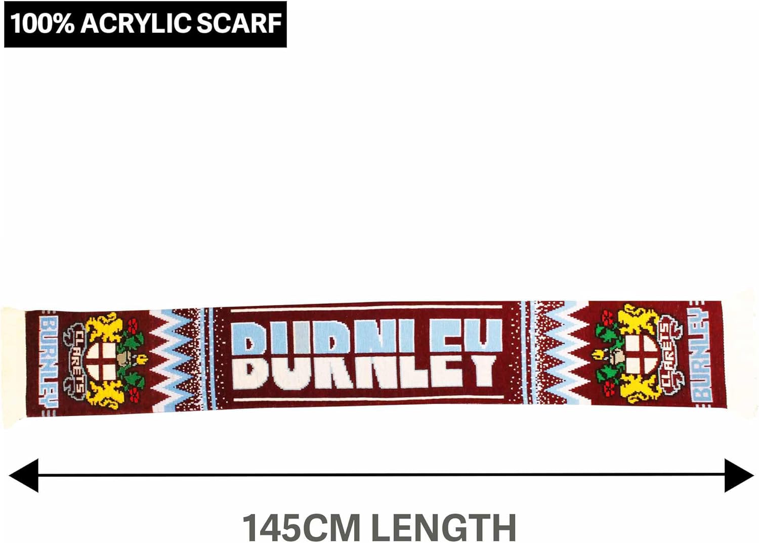 Beyond Happy Burnley FC Football Supporters' Scarf - Burnley Clarets Football Fan Scarf - 100% Acrylic - Image 3