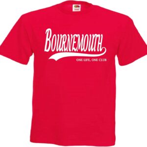 All About The Print Bournemouth Football Gift - one Life one Club Idea T-Shirt FC Present F5 (Adult Large, Red)
