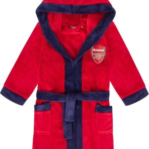 Arsenal FC Boys Dressing Gown Robe Hooded Fleece Kids OFFICIAL Football Gift