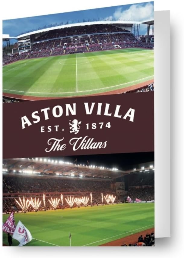 Aston Villa FC Birthday Card Football 3D-Effect Lenticular Card A Fantastic Card For All Occasions