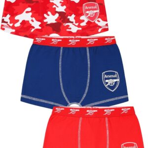 Boys 3 Pack Arsenal Football Club Boxer Shorts Cotton Boxers Multipack Trunks Kids Underwear