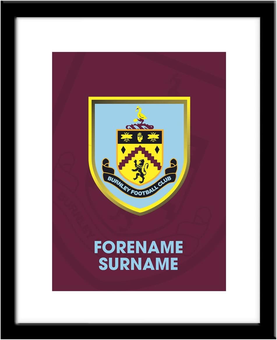 Burnley Personalised FC Bold Crest Framed Print