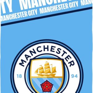 Character World Manchester City Towel | Super Soft Feel, Badge Football Club Design | Perfect for Home, Bath, Beach & Swimming Pool | One Size 75cm x 150cm | 100% Cotton