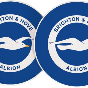 Desert Cactus Brighton & Hove Albion Car Accessories BHAFC Seagulls Football Club Absorbent Sandstone Cup Coasters Licensed Product Set of 2 (Design A)
