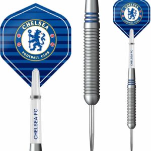 FOCO Officially Licensed Chelsea Football Club The Blues FC Stripe Brass Steel Tip Darts Set, 22g (D1407)