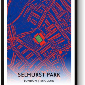 GroundDesigns CRYSTAL PALACE Football Gift SELHURST PARK Stadium Art Map A3 Print CPFC