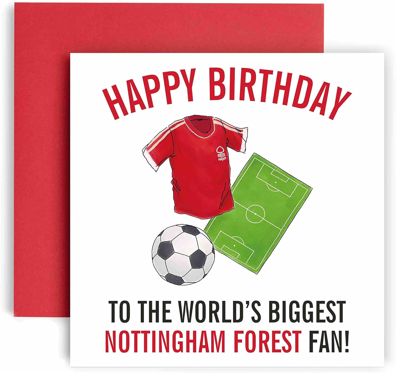 Huxters Football Cards for Nottingham Forest Fans – Happy Birthday Card for Dad, Husband, Grandad, Brother, Son – Men Birthday Card for him - Football Themed Illustrations 14.8cm (Nottingham Forest)