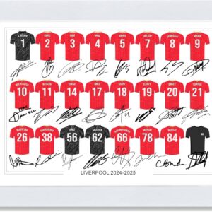 Liverpool Team Squad 2024-2025 Signed Poster Print Framed Picture Photo Autograph Gift 24/25 Mo Salah Alexander-arnold Van Dijk Chiesa (A4 Mounted Only)
