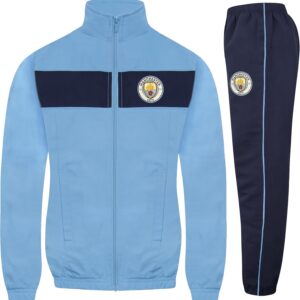 MANCHESTER CITY Boys Tracksuit Jacket & Pants Set Kids OFFICIAL Football Gift