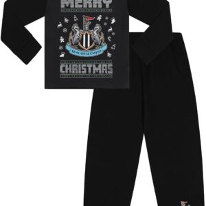 Newcastle United Football Club Mens and Kids Matching Family Merry Christmas Long Pyjama Set Boys Girls Xmas PJ's