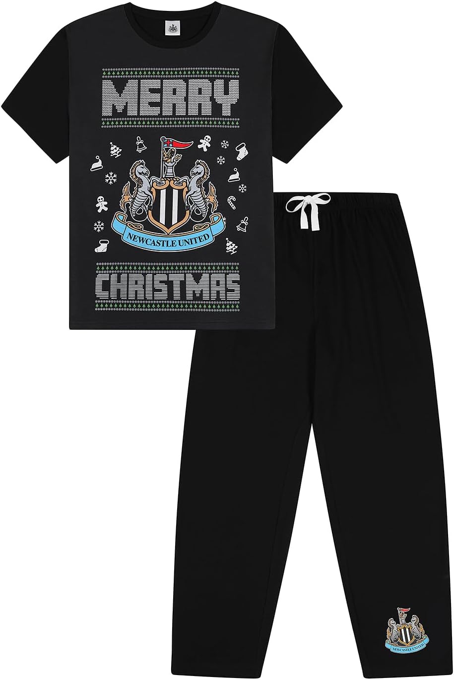 Newcastle United Football Club Mens and Kids Matching Family Merry Christmas Long Pyjama Set Boys Girls Xmas PJ's - Image 2