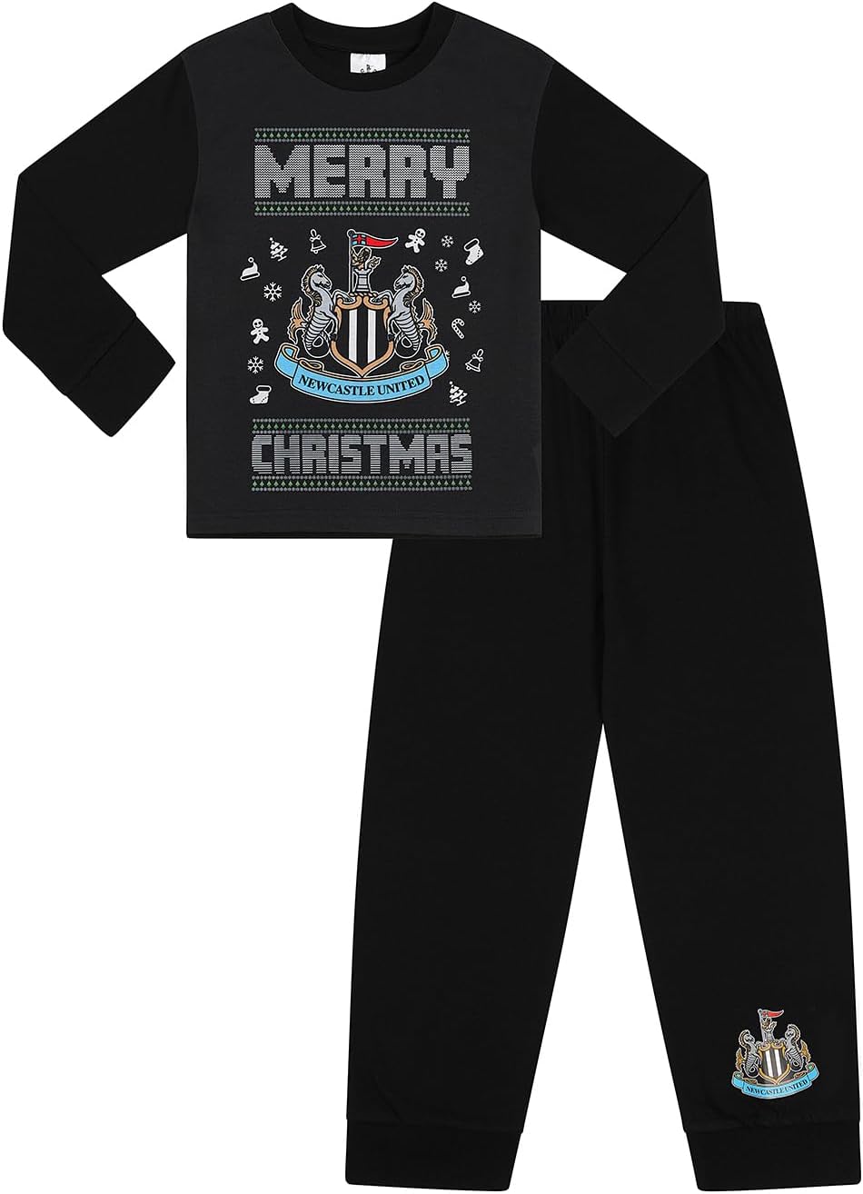 Newcastle United Football Club Mens and Kids Matching Family Merry Christmas Long Pyjama Set Boys Girls Xmas PJ's
