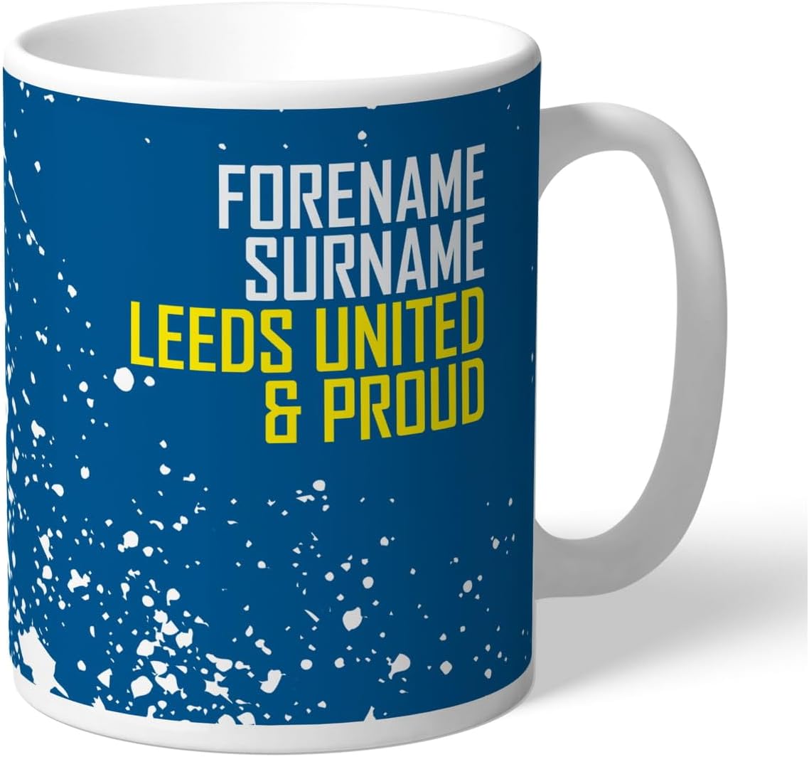 Personalised Proud 11oz Ceramic Mug for Leeds United FC Fans, Great Gift for Whites Football Supporters, Ceramic Tea Coffee Mug