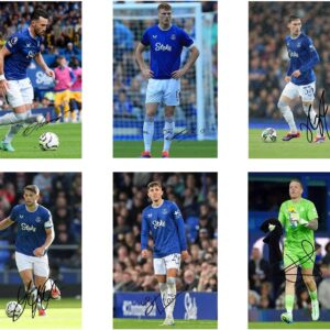 Set of 18 Individual Everton 2024/5 Football Players Signed 6X4 Inch Photo Prints With Pre Printed Signatures That Would Make A Great Gift For Any Fan.