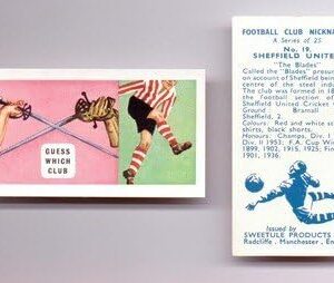 Sweetules 1959 Football Club Nicknames cigarette card Sheffield United - BLADES
