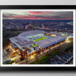 Villa Park Framed Print. Stunning sunset over the West Midlands. Memorabilia, Football Club, The Villans. (Black, 53cm x 43cm, Framed)