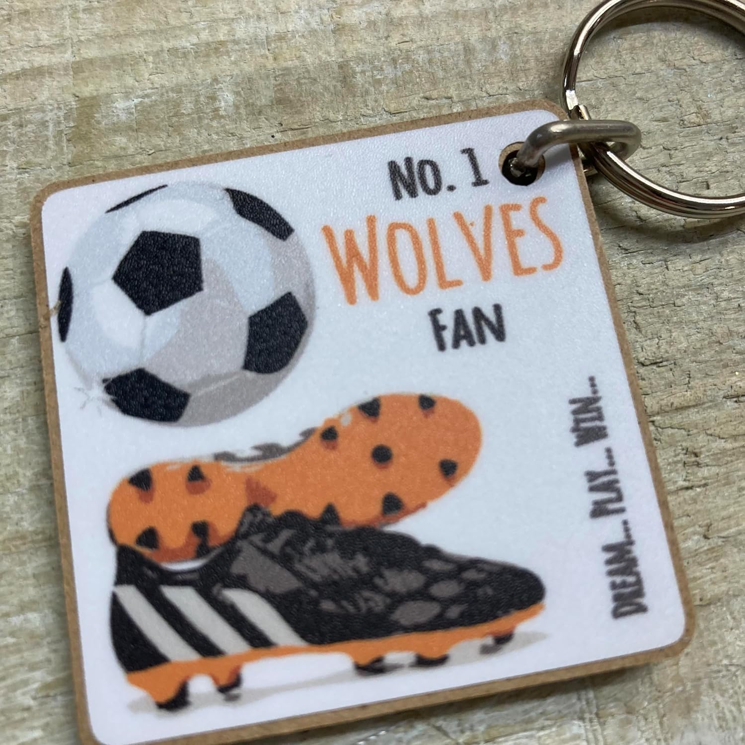 WHITE COTTON CARDS Wolverhampton Wanderers Wolves FC Football Club Fan - KEYRING (K-FN66) - Image 2