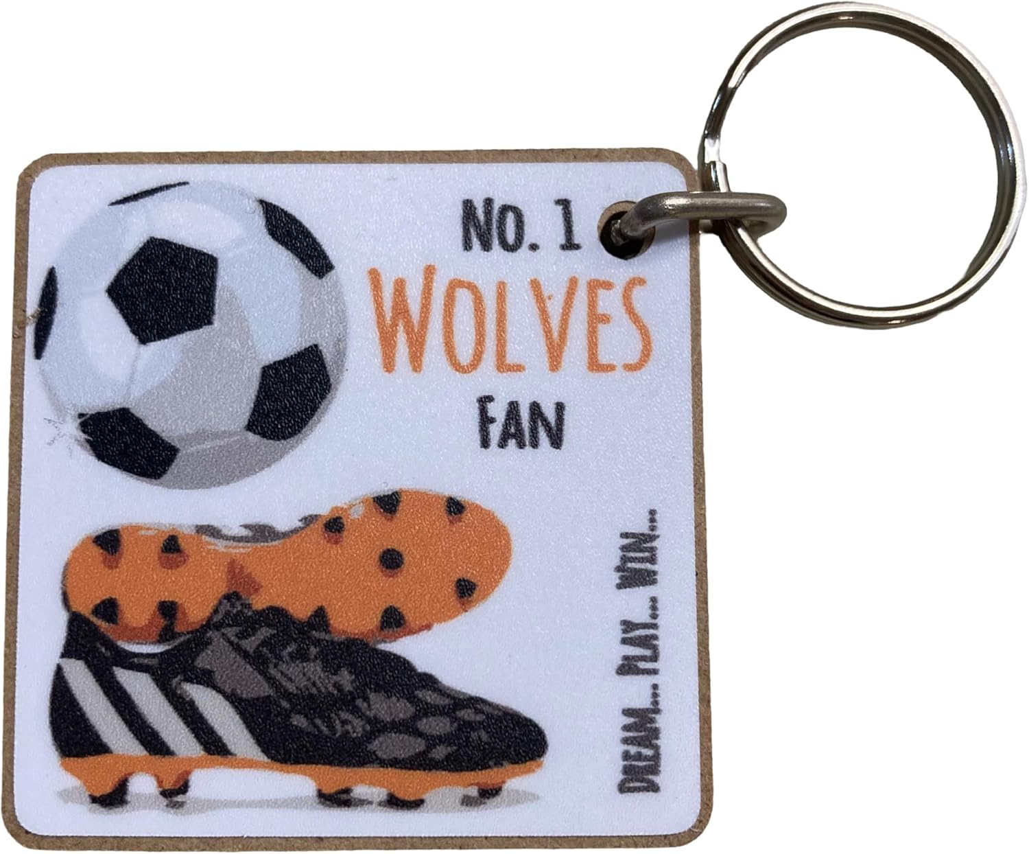 WHITE COTTON CARDS Wolverhampton Wanderers Wolves FC Football Club Fan - KEYRING (K-FN66)
