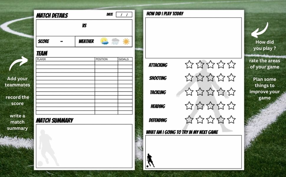 My Football Match Logbook Pages