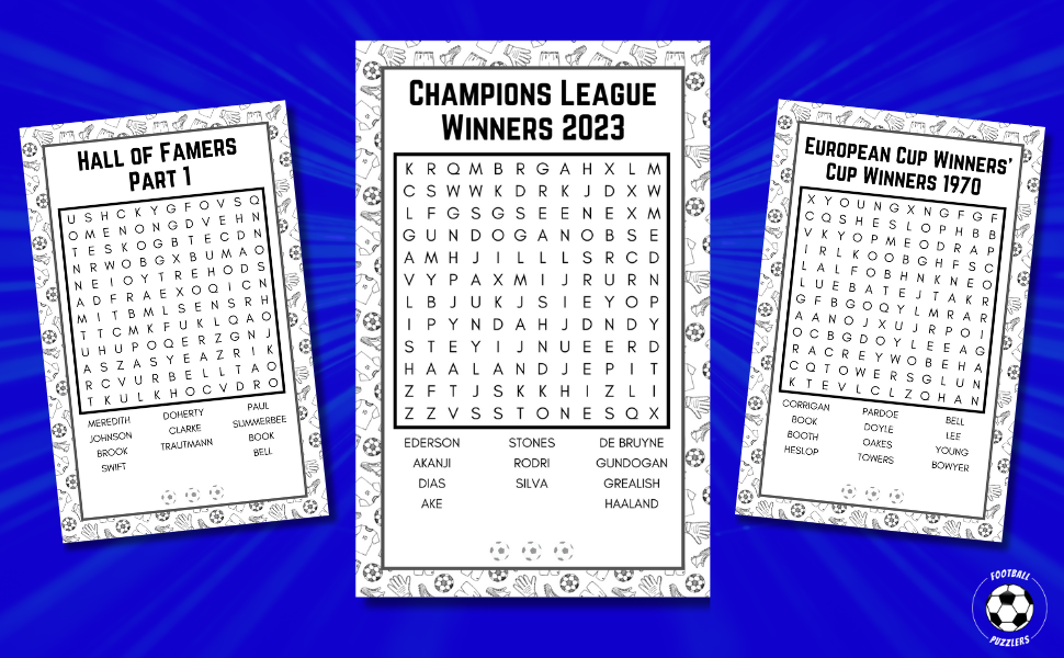 Puzzles include Champions League Winners 2023, Hall of Famers and Cup Winners' Cup Winners 1970